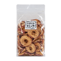Colheita dried apple rings in a clear plastic pouch with a white label against a plain background